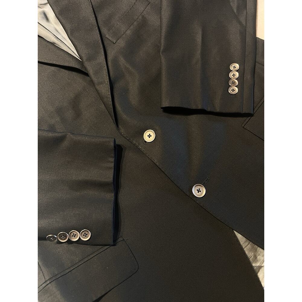 Samuelsohn Custom 44R Solid Black Quality Designer Blazer Silver Tone Buttons - Picture 7 of 16